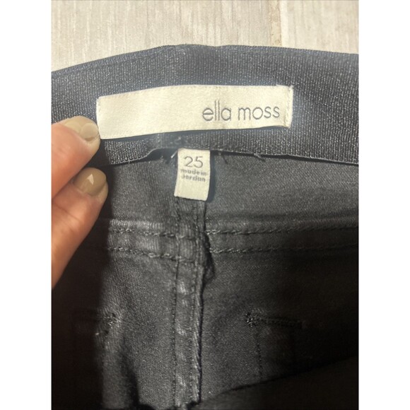 Anthropology Ella Moss Pull On Flare Jeans Black Size 25 Stretch Hippie Boho - Picture 6 of 7